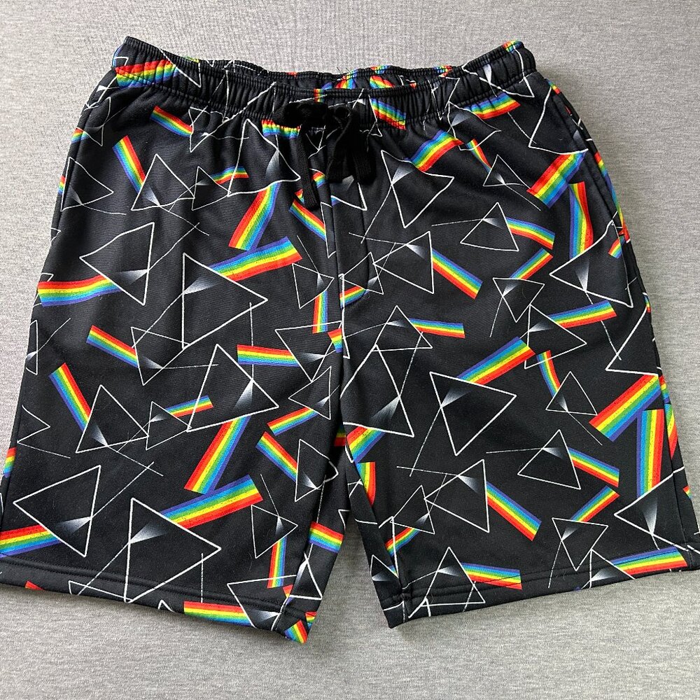 Mens PINK FLOYD Sz L "Dark Side of the Moon" Fleece Lined Sleep Shorts
